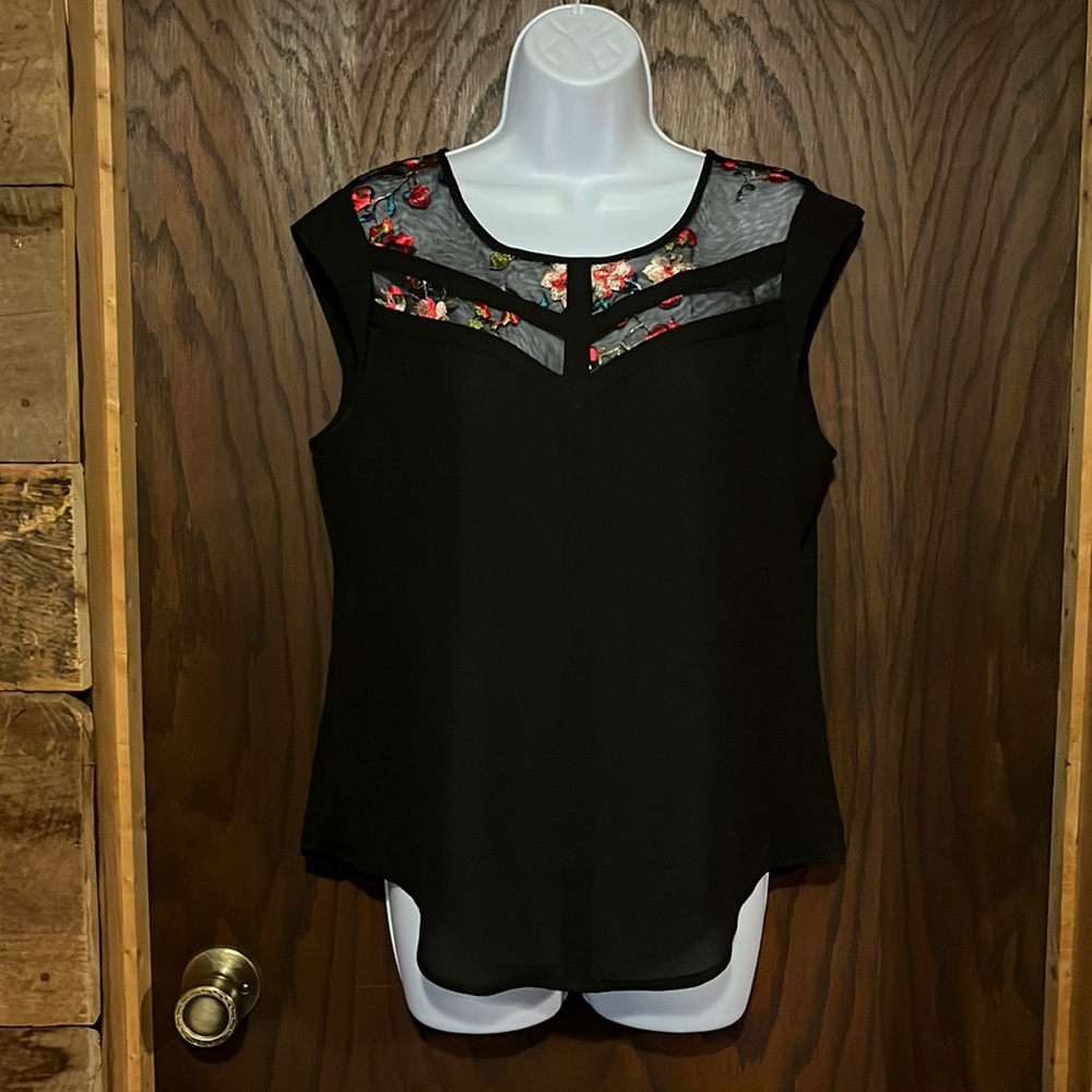 Never worn! Black floral blouse